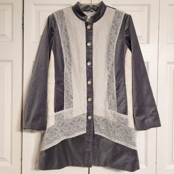 Chicos Velvet Lace Snowflake Tunic Jacket 2 - Picture 5 of 9